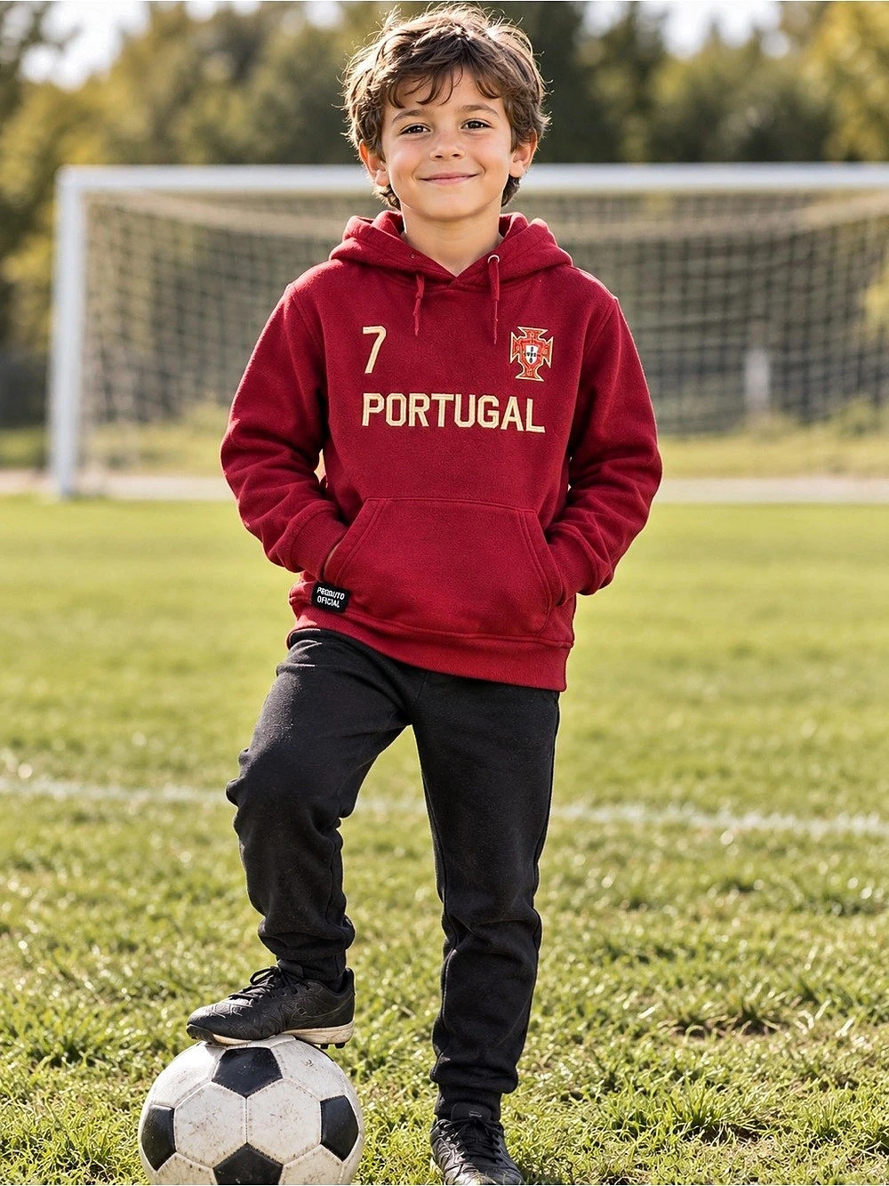 Portugal Ronaldo 7/8 Hoodie Boys 7/8 Red Ronaldo Hoodie